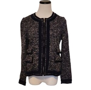 Talbots Navy and White Textured Jacket